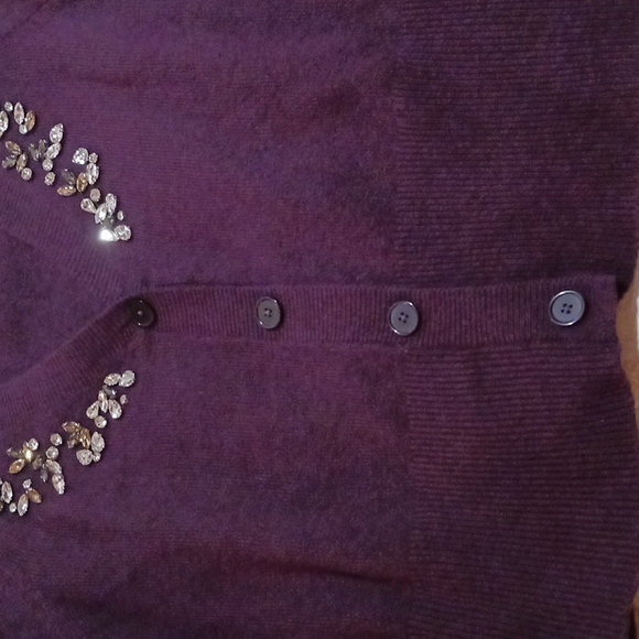 EXPRESS ⚜️ Rheinstone Embellished Puff Sleeve Cardigan.   XL - Picture 4 of 11